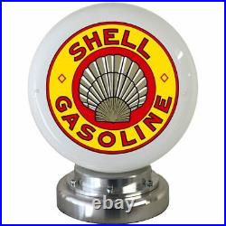 Mini Gas Pump Globe, Vintage Shell, Alloy Base LED Desk Lamp, Petrol Memorabilia