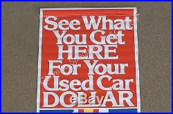 NOS Vintage OK Used Car Dollar Banner Sign Dealership Dealer Chevrolet GM AC