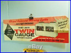 NOS vintage original Stewart Warner Twin Gauge panel with rare display box +poster