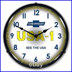 New Chevrolet USA 1 Retro Vintage Style L. E. D. Lighted Clock Free Shipping
