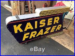 Old Vintage Kaiser Frazer Porcelain Dealership Automobile Neon Sign Car Gas Oil