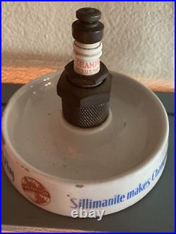 ORIGINAL 1940 SILLIMANITE MAKES CHAMPION THE BETTER SPARK PLUG ASH Tray VINTAGE