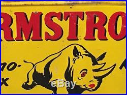 ORIGINAL 1950 VinTagE ARMSTRONG TIRE RHINO Sign Gas Oil Station OLD Car PATINA