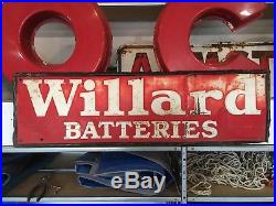 ORIGINAL VinTagE'59 WILLARD BATTERIES Sign Gas Oil Station OLD Car Truck PATINA