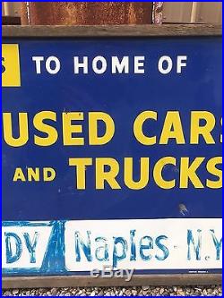 ORIGINAL VintagE CHEVROLET Sign OK Used CARS & TRUCKS Wood Framed Chevy RARE OLD