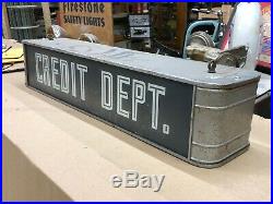 ORIGINAL Vintage CREDIT DEPARTMENT Lighted Sign Gas Oil OLD Store Car Dealer