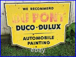 ORIGINAL Vintage DU PONT DUCO DULUX AUTOMOBILE PAINTING Sign Gas Oil OLD Car