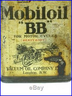 Old Garage Vintage Advertising Tin Vintage Motor Cycle Oil Can Mobiloil BB