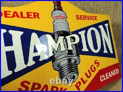 Old Style Champion Spark Plug Car Vintage Type Flange Thk Steel Sign Made In USA