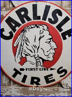 Old Vintage Carlise Tires Porcelain Sign 30 Auto Dealer Automotive Parts Supply