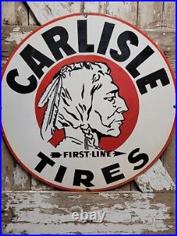 Old Vintage Carlise Tires Porcelain Sign 30 Auto Dealer Automotive Parts Supply