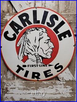 Old Vintage Carlise Tires Porcelain Sign 30 Auto Dealer Automotive Parts Supply