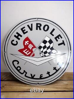 Old Vintage Chevrolet Porcelain Enamel Sign Chevy General Motors Corvette