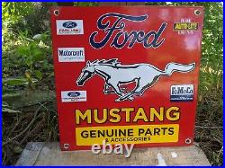 Old Vintage Dated 1968 Mustang Ford Motor Company Parts Porcelain Sign 12 X 12