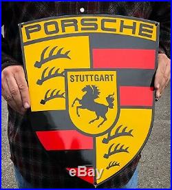 Old Vintage Porsche Porcelain Enamel Door Sign Stuttgart Classic Car Collector