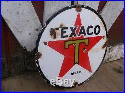 Old vintage TEXACO Porcelain Advertising sign Oil Gas pump automobile