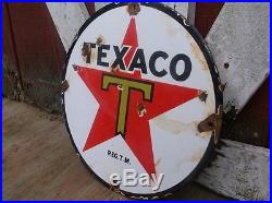 Old vintage TEXACO Porcelain Advertising sign Oil Gas pump automobile