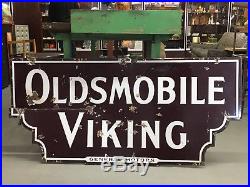 Oldsmobile Viking General Motors Large Porcelain Steel Dealer Sign VTG Original
