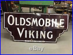 Oldsmobile Viking General Motors Large Porcelain Steel Dealer Sign VTG Original