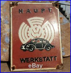 Original 1930's Old Vintage Rare Haupt Werkstatt Car Porcelain Enamel Sign Board