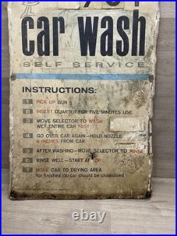 Original 1970's Vintage Metal Sign Jenny Car Wash. 75 Self Service Gas Auto