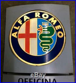 Original ALFA ROMEO Lighted Sign Neon Service Vintage 1980s Dealership Logo XXL
