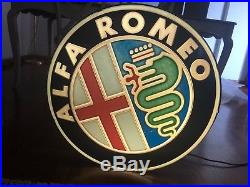 Original ALFA ROMEO Lighted Sign Neon Vintage Service Dealership 1990s Genuine