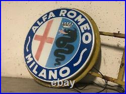 Original ALFA ROMEO MILANO Lighted Sign Service Vintage 1950s Dealer Neon Double