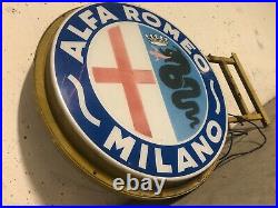 Original ALFA ROMEO MILANO Lighted Sign Service Vintage 1950s Dealer Neon Double