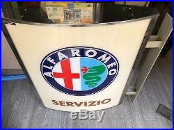Original ALFA ROMEO Service Sign Lighted Neon Double Sided Vintage 1970s NOS