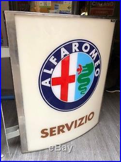 Original ALFA ROMEO Service Sign Lighted Neon Double Sided Vintage 1970s NOS
