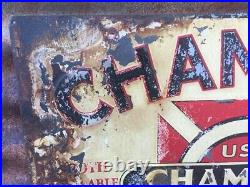 Original Antique Champlin MOTOR OIL Sign VINTAGE Metal SIGN Gas Auto