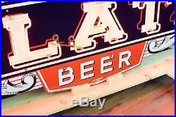 Original Blatz Beer Neon Porcelain Sign Vintage Bar Advertising 8ft! NICE SHAPE