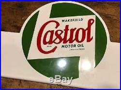 Original CASTROL Enamel Porcelain Sign Plaque 1950s NOS Oil Gas Pump Old Vintage