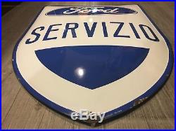 Original FORD Enamel Sign Porcelain Service Shield 1940s Advertising Vintage
