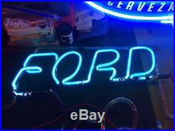 Original Ford Bonus Built Trucks Vintage Neon Sign 1950's Dealership Parts Only