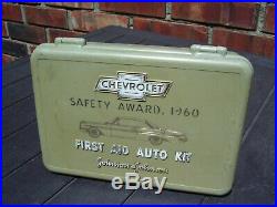 Original GM CHEVROLET 60s automobile First aid box auto kit promo vintage case
