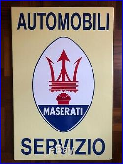 Original MASERATI Enamel Sign Porcelain Service Vintage 1970s Dealership NOS