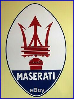 Original MASERATI Enamel Sign Porcelain Service Vintage 1970s Dealership NOS