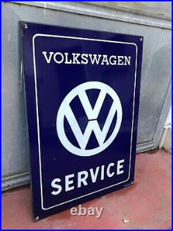 Original VOLKSWAGEN Service Porcelain VW Sign Vintage 1960s Dealer Enamel MINT