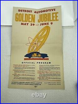 Original VTG WW2 Era Detroit Automotive Golden Jubilee Official Program Poster