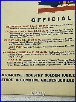 Original VTG WW2 Era Detroit Automotive Golden Jubilee Official Program Poster