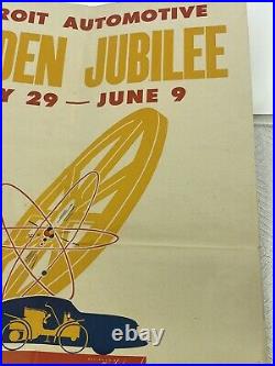 Original VTG WW2 Era Detroit Automotive Golden Jubilee Official Program Poster