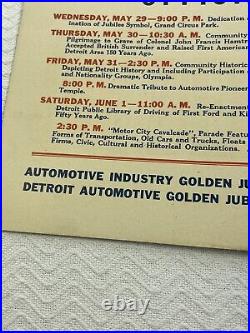 Original VTG WW2 Era Detroit Automotive Golden Jubilee Official Program Poster