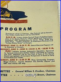 Original VTG WW2 Era Detroit Automotive Golden Jubilee Official Program Poster