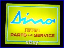 Original Vintage 1970 Dino Ferrari Electrified Dealership Parts And Service Sign