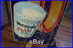 Original Vintage 1970's Motorcraft Ford Car Gas Oil Metal Sign rare Oil Filters