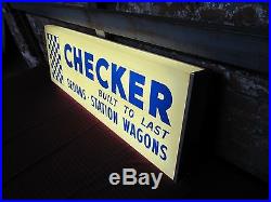 Original Vintage Checker Dealer Showroom Lighted Sign 1966