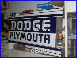 Original Vintage Dodge Plymouth Neon Dealership Porcelain Sign Bull Nose