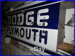 Original Vintage Dodge Plymouth Neon Dealership Porcelain Sign Bull Nose